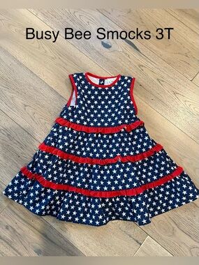Busy Bee Smocks Patriotic Dress